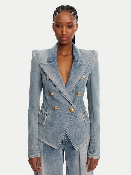 Balmain Marynarka DF0SI509DF17 Niebieski Regular Fit. Niebieskie marynarki i żakiety damskie Balmain, bez wzorów, z bawełny. Za 7,879.00 zł.