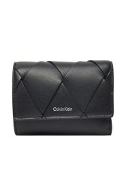 Calvin Klein Portfel Ck Woven Small Trifold K60K612953 Czarny. Czarne portfele damskie Calvin Klein, bez wzorów, ze skóry. Za 179.99 zł.
