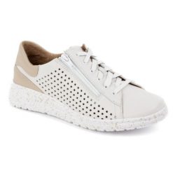 WASAK Półbuty damskie sneakersy skórzane ażurowe 0720PW białe. Białe półbuty damskie w ażurowe wzory, ze skóry, bez obcasa, bez zapięcia. Za 423.31 zł.