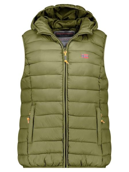 Geographical Norway Kamizelka pikowana "Vatikolor" w kolorze oliwkowym rozmiar: M. Zielone kamizelki damskie Geographical Norway, m, bez wzorów, bez kaptura. Za 184.02 zł.