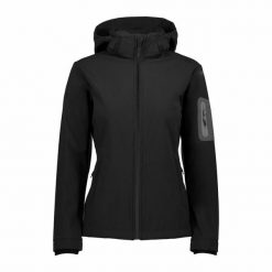 Kurtka softshell damska CMP Wilma Jacket Zip Hood. Czarne kurtki damskie CMP, m, bez wzorów, z elastanu, z kapturem. Za 280.49 zł.