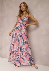 Różowa Sukienka Kydite. Czerwone sukienki damskie Renee, bez wzorów, eleganckie, bez ramiączek. W wyprzedaży za 75.99 zł.