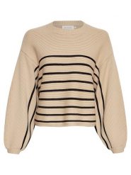 MOSS COPENHAGEN Sweter "Amari Rachelle" w kolorze beżowo-czarnym rozmiar: XS/S. Brązowe swetry klasyczne damskie Moss Copenhagen, s, z wiskozy, bez kołnierzyka. Za 109.78 zł.