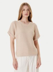 Morgan Sweter 252-MVIET Beżowy Relaxed Fit. Brązowe swetry klasyczne damskie Morgan, l, z bawełny, bez kołnierzyka. Za 169.99 zł.