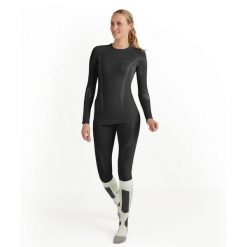 Damska koszulka z długim rękawem Falke Wool-Tech. Czarne bluzki damskie Falke, bez wzorów, bez kołnierzyka, bez ramiączek. Za 495.50 zł.