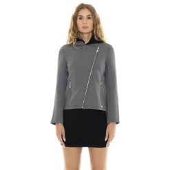 Kurtka z zamek błyskawiczny na co dzień na siłownię. Szare kurtki damskie LEONE 1947 APPAREL, bez wzorów, z bawełny, bez kaptura. W wyprzedaży za 224.31 zł.