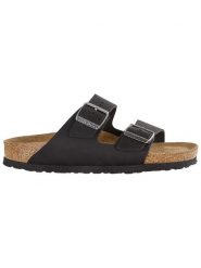 Birkenstock Skórzane klapki "Arizona" w kolorze czarnym rozmiar: 42. Czarne klapki damskie Birkenstock, bez wzorów, z otwartym noskiem, bez obcasa, bez zapięcia. Za 465.55 zł.