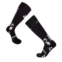 Długie, uciskowe skarpetki podkolanowe w kolorze czarnym. Czarne skarpetki damskie TRY TO FLY, bez wzorów. W wyprzedaży za 86.39 zł.