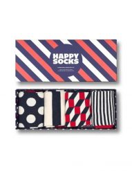 Skarpetki Happy Socks Classic Navy Giftbox 4-pack. Niebieskie skarpetki damskie Happy Socks, bez wzorów, z bawełny. Za 197.40 zł.
