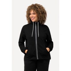 Damskie Bluza rozpinana stójka kieszeń kangurka dłuższy tył. Czarne bluzy damskie Ulla Popken, plus size, bez wzorów, z bawełny, bez kaptura. W wyprzedaży za 215.99 zł.