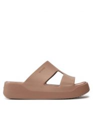 Crocs Klapki Getaway Platform H-Strap 209409 Beżowy. Brązowe klapki damskie Crocs, bez wzorów, z tworzywa sztucznego, bez obcasa, bez zapięcia. Za 179.99 zł.
