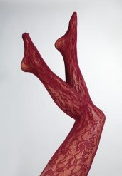 Bordowe Eleganckie Rajstopy z Koronki Hanilira. Czerwone rajstopy Born2be, bez wzorów, z koronki. Za 19.99 zł.