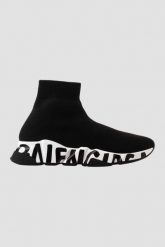 BALENCIAGA Czarne buty SPEED LT GRAFFITI SNEAKERS. Czarne obuwie sportowe damskie Balenciaga, bez zapięcia. W wyprzedaży za 2,799.99 zł.