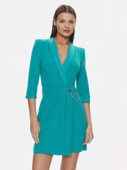 Rinascimento Sukienka koktajlowa CFC0019381002 Turkusowy Regular Fit. Niebieskie sukienki damskie Rinascimento, bez wzorów, z syntetyku, wizytowe, bez ramiączek. Za 439.99 zł.