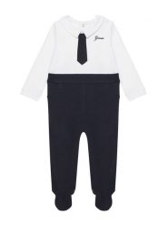 Guess Śpiochy P6BG05 K5982 Granatowy. Niebieskie śpiochy niemowlęce Guess, z aplikacjami, z bawełny, bez kołnierzyka, bez ramiączek. Za 174.99 zł.
