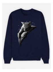 WOOOP Bluza "Moon Cat" w kolorze granatowym rozmiar: M. Niebieskie bluzy damskie Wooop, m, bez wzorów, bez kaptura. Za 100.99 zł.