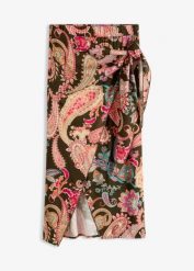 Spódnica midi z ozdobnym wiązaniem. Zielone spódnice damskie bonprix, bez wzorów, eleganckie, midi. Za 59.99 zł.