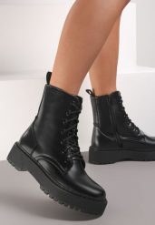 Czarne Botki Ohiriesh. Czarne botki damskie Renee, z okrągłym noskiem, za kostkę, bez obcasa, na platformie, bez zapięcia. Za 149.99 zł.