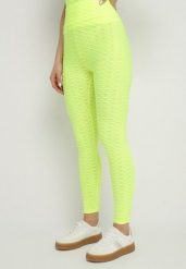 Jasnozielone Legginsy Sportowe z Elastyczną Gumką i Tłoczonym Wzorem Ardisa. Zielone legginsy damskie Born2be, m, bez wzorów, z jeansu. Za 39.99 zł.