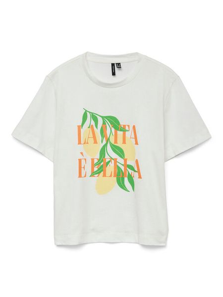 Vero Moda T-Shirt Sonna 10327143 Biały Regular Fit. Białe t-shirty damskie Vero Moda, xs, bez wzorów, z bawełny, bez kołnierzyka. Za 39.99 zł.