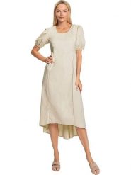 Heine Sukienka w kolorze beżowym rozmiar: 44. Brązowe sukienki damskie Heine, bez wzorów, z bawełny, bez ramiączek. Za 122.96 zł.