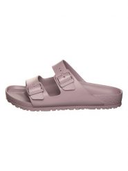 Birkenstock Klapki "Arizona" w kolorze fioletowym rozmiar: 40. Różowe klapki damskie Birkenstock, bez wzorów, z materiału, bez obcasa, bez zapięcia. Za 207.88 zł.
