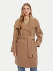 Calvin Klein Płaszcz wełniany LV044D557G Beżowy Regular Fit. Brązowe płaszcze damskie Calvin Klein, na zimę, xl, bez wzorów, z wełny, bez kaptura. Za 1,049.00 zł.