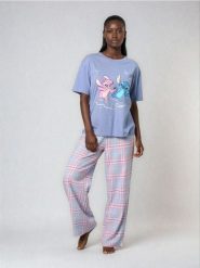 Bawełniana piżama dwuczęściowa z nadrukiem Stitch - błękitny. Niebieskie piżamy damskie Sinsay, bez wzorów, z bawełny, bez ramiączek. Za 69.99 zł.