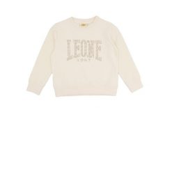 Bluza z ściągacze na co dzień na siłownię. Białe bluzy damskie LEONE 1947 APPAREL, bez wzorów, z bawełny, bez kaptura. W wyprzedaży za 89.72 zł.