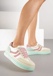 Jasnożółte Sneakersy w Stylu Klasycznych Tenisówek na Grubej Podeszwie Grelritia. Żółte obuwie sportowe damskie Born2be, z materiału, bez zapięcia, tenisowe. Za 119.99 zł.