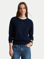 LAUREN RALPH LAUREN Sweter 200979653004 Granatowy Regular Fit. Niebieskie swetry klasyczne damskie Lauren Ralph Lauren, l, z bawełny, bez kołnierzyka. Za 1,199.00 zł.