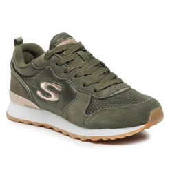 Buty na co dzień damskie SKECHERS RETROS OG 85 GOLDN GURL zamsz. Zielone obuwie sportowe damskie Skechers, z zamszu, bez zapięcia, trekkingowe. Za 243.00 zł.