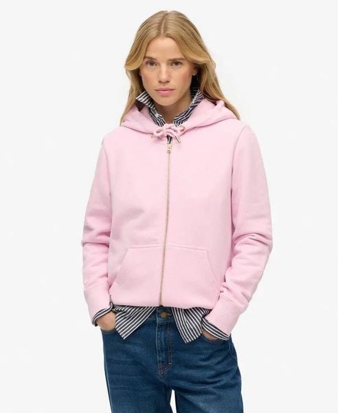 Superdry Bluza z kapturem Essential Logo Zip Half Brushed. Czerwone bluzy damskie Superdry, bez wzorów, z bawełny, z kapturem. Za 322.70 zł.