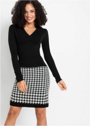 Sukienka dzianinowa. Czarne sukienki damskie bonprix, bez wzorów, z dzianiny, eleganckie, bez ramiączek. Za 132.99 zł.