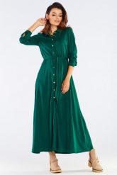 Trapezowa sukienka maxi z koszulową górą. Sukienki damskie Sukienki.shop, bez wzorów, z elastanu, biznesowe, bez ramiączek. Za 227.00 zł.