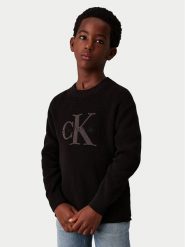Calvin Klein Jeans Sweter Towelling Ck IB0IB02219 Czarny Regular Fit. Czarne swetry chłopięce Calvin Klein Jeans, z bawełny, bez kołnierzyka. Za 219.99 zł.