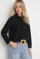 Czarna Koszula z Podwijanymi Rękawami Ilanielis. Czarne koszule damskie Born2be, m, bez wzorów, z jeansu, casualowe, bez kołnierzyka, bez ramiączek. Za 59.99 zł.