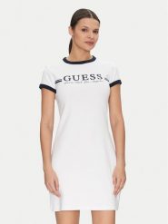 Guess Sukienka codzienna V5GK02 KCQX1 Biały Slim Fit. Białe sukienki damskie Guess, z aplikacjami, z bawełny, bez ramiączek. Za 209.99 zł.