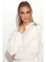 Makadamia Sweter w kolorze ecru rozmiar: onesize. Brązowe swetry klasyczne damskie Makadamia, z wełny, bez kołnierzyka. Za 79.03 zł.