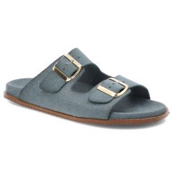 Niebieskie Klapki Hee Skórzane Obuwie Damskie. Niebieskie klapki damskie Hee, bez wzorów, z jeansu, bez obcasa, bez zapięcia. Za 309.00 zł.