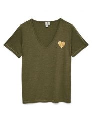 Vero Moda Koszulka w kolorze khaki rozmiar: XL. Brązowe bluzki damskie Vero Moda, s, bez wzorów, z materiału, bez kołnierzyka, bez ramiączek. Za 60.99 zł.