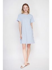 ASSUILI Sukienka w kolorze błękitnym rozmiar: 36. Niebieskie sukienki damskie Assuili, bez wzorów, bez ramiączek. Za 100.99 zł.