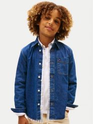 Tommy Hilfiger Koszula jeansowa KB0KB10069 Granatowy Regular Fit. Niebieskie koszule chłopięce Tommy Hilfiger, bez wzorów, z bawełny, bez kołnierzyka, bez ramiączek. Za 329.99 zł.