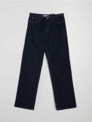 Jeansy wide straight z domieszką lnu - niebieski. Niebieskie jeansy damskie Sinsay. Za 69.99 zł.