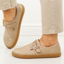 Barefoot cappuccino skórzane Polskie półbuty damskie Deoni D689. Półbuty damskie Deoni, na jesień, bez wzorów, z jeansu, bez obcasa, na płaskiej podeszwie, bez zapięcia. Za 429.00 zł.