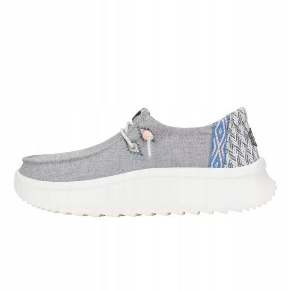 HeyDude Damskie Mokasyny Wendy Peak Chambray Woven. Szare mokasyny damskie Hey dude, z materiału, bez obcasa. Za 289.00 zł.