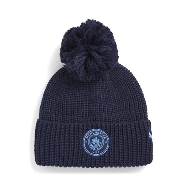 Młodzieżowa czapka beanie Essentials Manchester City PUMA. Niebieskia czapki damskie Puma, bez wzorów. Za 109.00 zł.