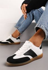 Czarno-Białe Sneakersy Tenisówki z Klasycznym Sznurowaniem Norio. Czarne obuwie sportowe damskie Renee, z jeansu, bez zapięcia, tenisowe. Za 69.99 zł.