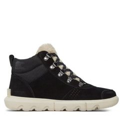 Botki Sorel. Czarne botki damskie Sorel, bez obcasa, na płaskiej podeszwie, bez zapięcia. Za 549.99 zł.