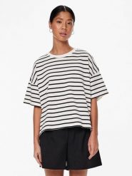 Pieces Koszulka w kolorze biało-czarnym rozmiar: L. Białe bluzki damskie Pieces, l, bez wzorów, bez kołnierzyka, bez ramiączek. Za 70.57 zł.